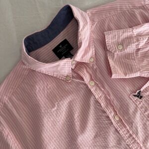 American Eagle Outfitters Men's Sz XL Pink Striped Long Sleeve Button Down Shirt